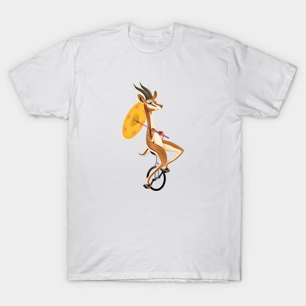 Funny gazelle on an unicycle T-Shirt by ddraw
